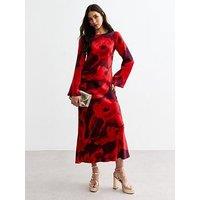 New Look Abstract Long Sleeved Midi Dress - Print