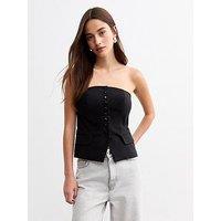 New Look Button Through Bandeau Waistcoat - Black