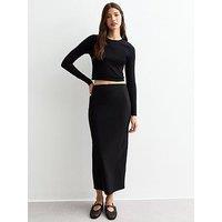 New Look Back Split Midi Skirt - Black