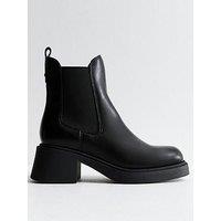 New Look Leather-Look Chunky Ankle Boots - Black