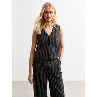 New Look Grey Pinstripe Waistcoat - Print