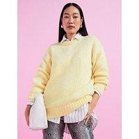 V By Very Relaxed Fit Rib Hem Jumper - Yellow