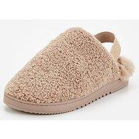 Everyday Borg Mule Slipper With Elastic Strap - Mink