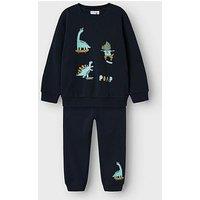 Name It Mini Boys 2 Piece Dino Sweat Set - Dark Sapphire