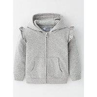 The Very Collection Girls Frill Zip Through Hoodie - Grey