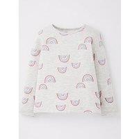 Everyday Girls Long Sleeve All Over Print Rainbow Single Jersey T-Shirt - Grey