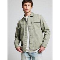 River Island Herringbone Overshirt - Khaki