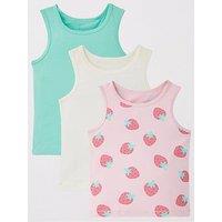 Everyday Girls 3 Pack Strawberry Vests - Multi