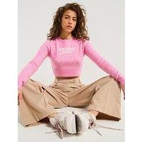 Tommy Jeans Script Logo Cropped Jumper - Pink