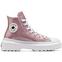 Converse Junior Girls Glitz And Gleam Lugged Lift Trainers - Blush