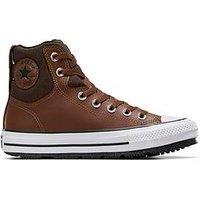 Converse Junior Boys Counter Climate Leather Hi Trainers - Brown