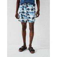 Very Man Palm Border Printed Swim Shorts - Blue