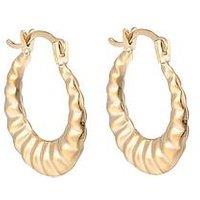 Love Gold 9Ct Gold Ribbed Creole Hoop Earrings