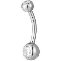 Seol + Gold Cz Bezel Belly Bar