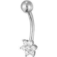 Seol + Gold Flower Cz Belly Bar