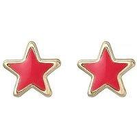 The Love Collection 9Ct Gold Pink Enamel Star Stud Earrings
