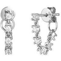 Seol + Gold Drop Chain Cz Stud Earrings