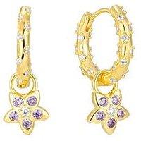 Seol + Gold Amethyst Flower Charm Starry Hoops