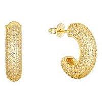 Seol + Gold Cz Pave Chunky Half Hoops