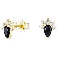 Seol + Gold Onyx Cz Cluster Stud Earrings