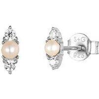 Seol + Gold Pearl Cz Stud Earrings