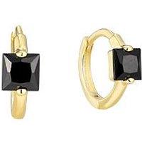 Seol + Gold Tiny Black Cz Square Hoops