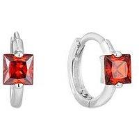 Seol + Gold Tiny Garnet Cz Square Hoops