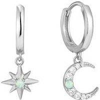 Seol + Gold Opal Northstar & Moon Cz Hoops