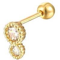 Seol + Gold Double Bezel Cz Stud (Sold As Single)