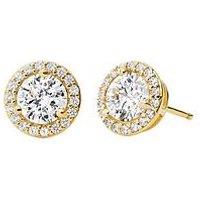 Michael Kors Women'S 14K Gold-Plated Sterling Silver Cz Halo Studs
