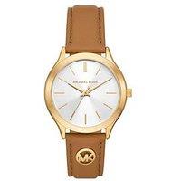 Michael Kors Slim Runway Three-Hand Luggage Leather Watch