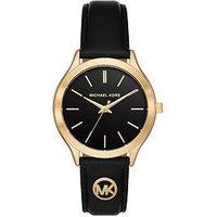 Michael Kors Slim Runway Three-Hand Black Leather Watch