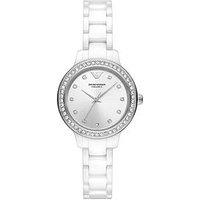 Emporio Armani Women'S Three-Hand, Silver And White Ceramic Watch