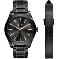 Armani Exchange Men'S 3-Hand Black Stainless Steel Watch Gift Set