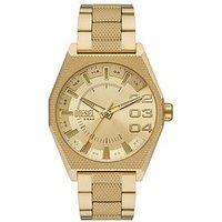 Diesel Scraper Three-Hand Gold-Tone Stainless Steel Watch