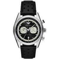 Emporio Armani Chronograph Black Leather Watch