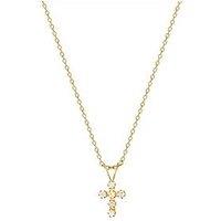 The Love Collection 9Ct Gold Cross Cz Pendant With Curb Chain