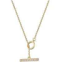 The Love Collection 9Ct Gold Plated Sterling Silver Pave Lariat Bar Necklace