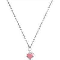 The Love Collection Silver Dainty Enamel Heart Pendant - Pink