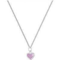 The Love Collection Silver Dainty Enamel Heart Pendant - Lilac