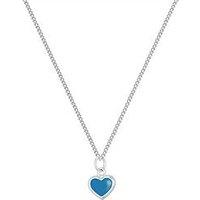 The Love Collection Silver Dainty Enamel Heart Pendant - Blue