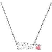 The Love Collection Sterling Silver Name Necklace With Pink Enamel Heart Charm