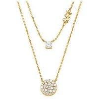 Michael Kors 14K Gold-Plated Sterling Silver Double Layered Pav&Eacute; Disk Necklace