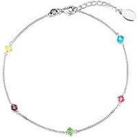 The Love Collection Sterling Silver Multi Bead Curb Chain Anklet