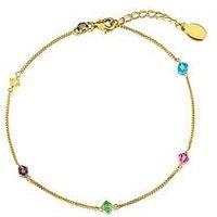 The Love Collection 9Ct Gold Plated Sterling Silver Multi Bead Curb Chain Anklet