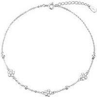 The Love Collection Sterling Silver Daisy Flower Cz Anklet