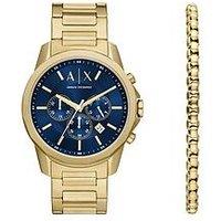 Armani Exchange Men'S Chronograph, Gold-Tone Stainless Steel Watch And Bracelet Set