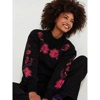 Joe Browns Stunning Florals Embroidered Jumper - Black
