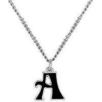 The Love Collection Sterling Silver Enamel Alphabet Charm With Chain - Black