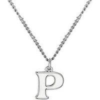 The Love Collection Sterling Silver Enamel Alphabet Charm With Chain - White